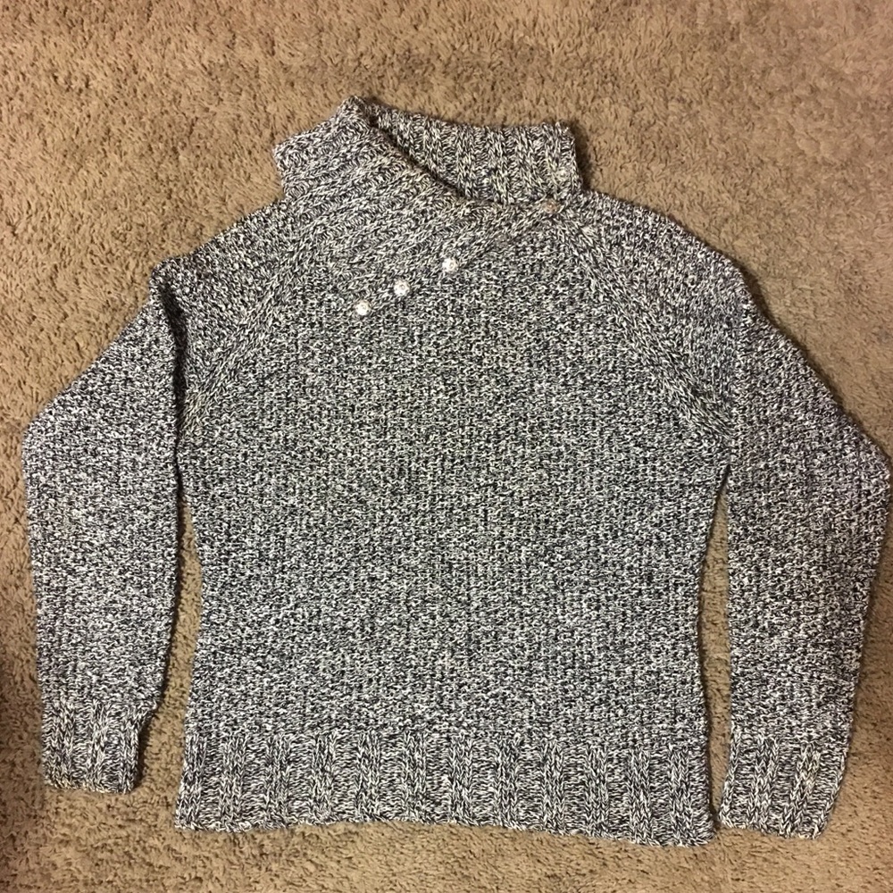 Grey/Black Turtleneck Knit Sweater